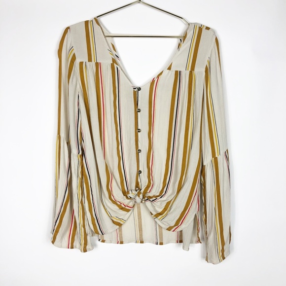 Billabong Tops - Billabong Stripe Tie Front Button Down Top